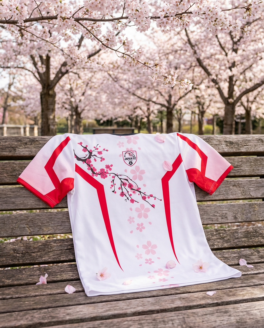 Trikot auf Bank mit Sakura-Allee